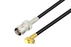 PE3W09287 - Push-On SMP Female Right Angle to TNC Female Low Loss Cable Using LMR-100 Coax