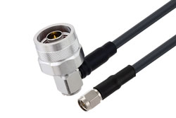 PE3W09295 - SMA Male to N Male Right Angle Low Loss Cable Using LMR-195 Coax