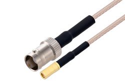 PE3W09360/HS - BNC Female to SSMB Plug Cable Using RG316 Coax with HeatShrink