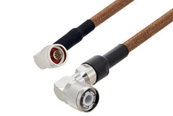 PE3W09383/SP - HN Male Right Angle to N Male Right Angle Cable Using RG225 Coax with HeatShrink and 90 Deg. Clock