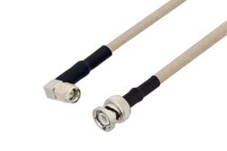 PE3W09643/HS - SMA Male Right Angle to BNC Male Cable Using RG141 Coax with HeatShrink