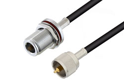 PE3W09661 - N Female Bulkhead to UHF Male Cable Using RG58 Coax