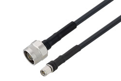 PE3W09712/HS - SMA Male to N Male Low Loss Cable Using LMR-240-UF Coax With Times Microwave Parts with HeatShrink
