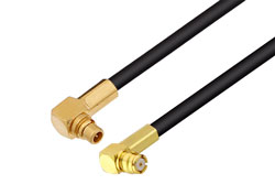 PE3W09725 - Push-On SMP Female Right Angle to MMCX Plug Right Angle Low Loss Cable Using LMR-100 Coax