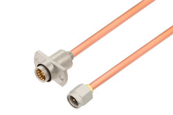 PE3W09730 - Slide-On BMA Jack 2 Hole Flange to SMA Male Cable Using RG402 Coax