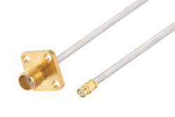PE3W09764 - SMA Female 4 Hole Flange to SMP Female Cable Using PE-SR405AL Coax