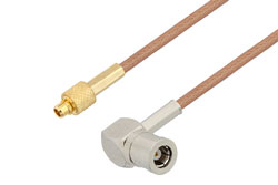 PE3W09775LF - MMCX Plug to SMB Plug Right Angle Cable Using RG178 Coax , LF Solder