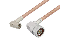 PE3W09919 - SMA Male Right Angle to N Male Right Angle Low Loss Cable Using PE-P195 Coax
