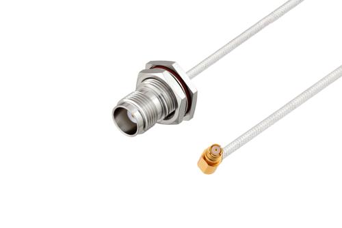 PE3W10030 - TNC Female Bulkhead to SMP Female Right Angle Cable Using PE-SR405FL Coax