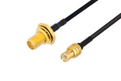 PE3W10191 - MCX Plug to SMA Female Bulkhead Cable Using PE-SR405FLJ Coax