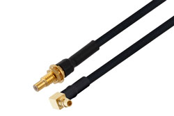 PE3W10208 - MMCX Plug Right Angle to SSMC Jack Bulkhead Cable Using PE-SR405FLJ Coax