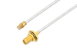 PE3W10223 - Push-On SMP Female to SMA Female Bulkhead Cable Using PE-SR405FL Coax
