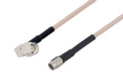 PE3W10248/HS - SMA Male Right Angle to SSMA Male Cable Using RG316 Coax with HeatShrink