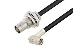 PE3W10389 - BNC Female Bulkhead to SMA Male Right Angle Cable Using RG58 Coax