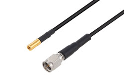 PE3W10593/HS - SSMB Plug to SMA Male Cable Using RG174 Coax with HeatShrink