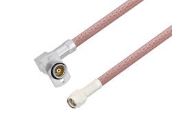 PE3W10756 - Slide-On BMA Jack Right Angle 2 Hole Flange to SMA Male Cable Using RG142 Coax