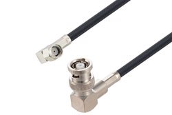 PE3W10794 - Reverse Polarity SMA Plug Right Angle to Reverse Polarity BNC Plug Right Angle Low Loss Cable Using LMR-195 Coax