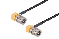 PE3W10796/HS - QMA Male Right Angle to QMA Male Right Angle Cable Using PE-SR405FLJ Coax with HeatShrink