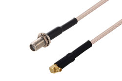 PE3W10818 - SMA Female Bulkhead to MMCX Plug Right Angle Cable Using RG316-DS Coax