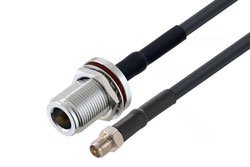 PE3W10834/HS - Reverse Polarity SMA Jack to N Female Bulkhead Low Loss Cable Using LMR-195 Coax with HeatShrink