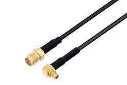 PE3W10985/HS - MMCX Plug Right Angle to SMA Female Low Loss Cable Using PE-C100-LSZH Coax with HeatShrink
