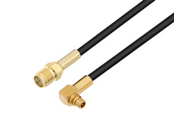 PE3W10985 - MMCX Plug Right Angle to SMA Female Low Loss Cable Using PE-C100-LSZH Coax