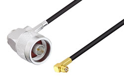 PE3W11780 - N Male Right Angle to Push-On SMP Female Right Angle Low Loss Cable Using LMR-100 Coax