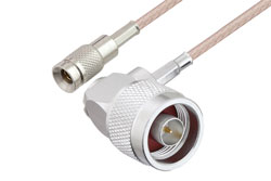 PE3W11835 - 1.0/2.3 Plug to N Male Right Angle Cable Using RG316 Coax