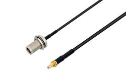 PE3W12096LF/HS - N Female Bulkhead to SSMB Jack Bulkhead Low Loss Cable Using LMR-100 Coax with HeatShrink, LF Solder
