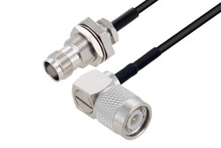 PE3W12245/HS - TNC Male Right Angle to TNC Female Bulkhead Low Loss Cable Using LMR-100 Coax with HeatShrink