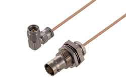 PE3W12329 - SMA Male Right Angle to BNC Female Bulkhead Cable Using RG178 Coax