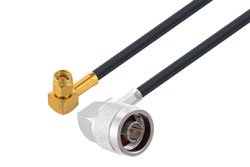 PE3W12426 - Fire Rated SMA Male Right Angle to N Male Right Angle Low Loss Cable Using LMR-200-FR Coax