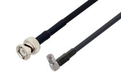 PE3W12561 - BNC Male to SMA Male Right Angle Low Loss Cable Using LMR-240-UF Coax
