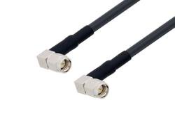 PE3W12625/SP - SMA Male Right Angle to SMA Male Right Angle Low Loss Cable Using LMR-195-UF Coax with HeatShrink and 180 Deg. Clock