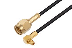 PE3W12745 - SMA Male to MMCX Plug Right Angle Low Loss Cable Using LMR-100A-UF Coax
