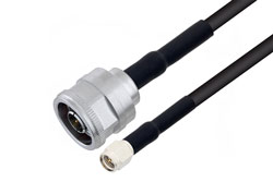 PE3W12956/HS - N Male to SMA Male Cable Using 53 Ohm RG55 Coax with HeatShrink