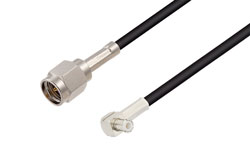 PE3W13210-200CM - SMA Male to MCX Plug Right Angle Low Loss Cable Using LMR-100A-UF Coax in 200CM