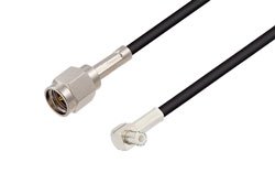 PE3W13210-36 - SMA Male to MCX Plug Right Angle Low Loss Cable Using LMR-100A-UF Coax in 36 Inch