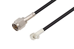 PE3W13210 - SMA Male to MCX Plug Right Angle Low Loss Cable Using LMR-100A-UF Coax