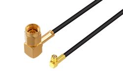PE3W13910 - SMA Male Right Angle to Push-On SMP Female Right Angle Low Loss Cable Using LMR-100 Coax
