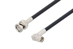 PE3W14570 - BNC Male to SMA Male Right Angle Low Loss Cable Using LMR-195-UF Coax