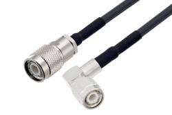PE3W14571LF/HS - TNC Male to TNC Male Right Angle Low Loss Cable Using LMR-195-UF Coax with HeatShrink, LF Solder