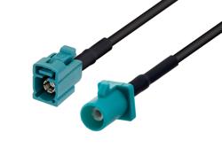 PE3W14583/HS - Water Blue FAKRA Jack to FAKRA Plug Low Loss Cable Using LMR-100A-UF Coax with HeatShrink