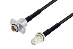 PE3W14666/HS - Slide-On BMA Jack 2 Hole Flange to SMA Female Bulkhead Low Loss Cable Using LMR-100 Coax with HeatShrink