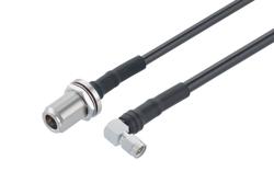 PE3W14977 - N Female Bulkhead to SMA Male Right Angle Low Loss Cable Using LMR-LW240 Coax with Times Microwave Components