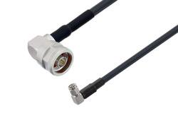 PE3W15719/HS - N Male Right Angle to SMA Male Right Angle Low Loss Cable Using LMR-240-FR Coax with HeatShrink