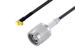 PE3W16182LF - Reverse Polarity TNC Plug to Push-On SMP Female Right Angle Low Loss Cable Using PE-C100-LSZH Coax, LF Solder