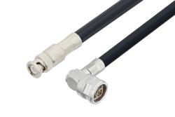 PE3W16234 - BNC Male to N Male Right Angle Low Loss Cable Using LMR-400-DB Coax