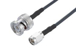 PE3W16757LF/HS - BNC Male to SMA Male Low Loss Cable Using LMR-100A-UF Coax with HeatShrink, LF Solder