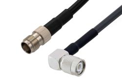 PE3W17294/HS - TNC Female to TNC Male Right Angle Low Loss Cable Using LMR-240 Coax with HeatShrink